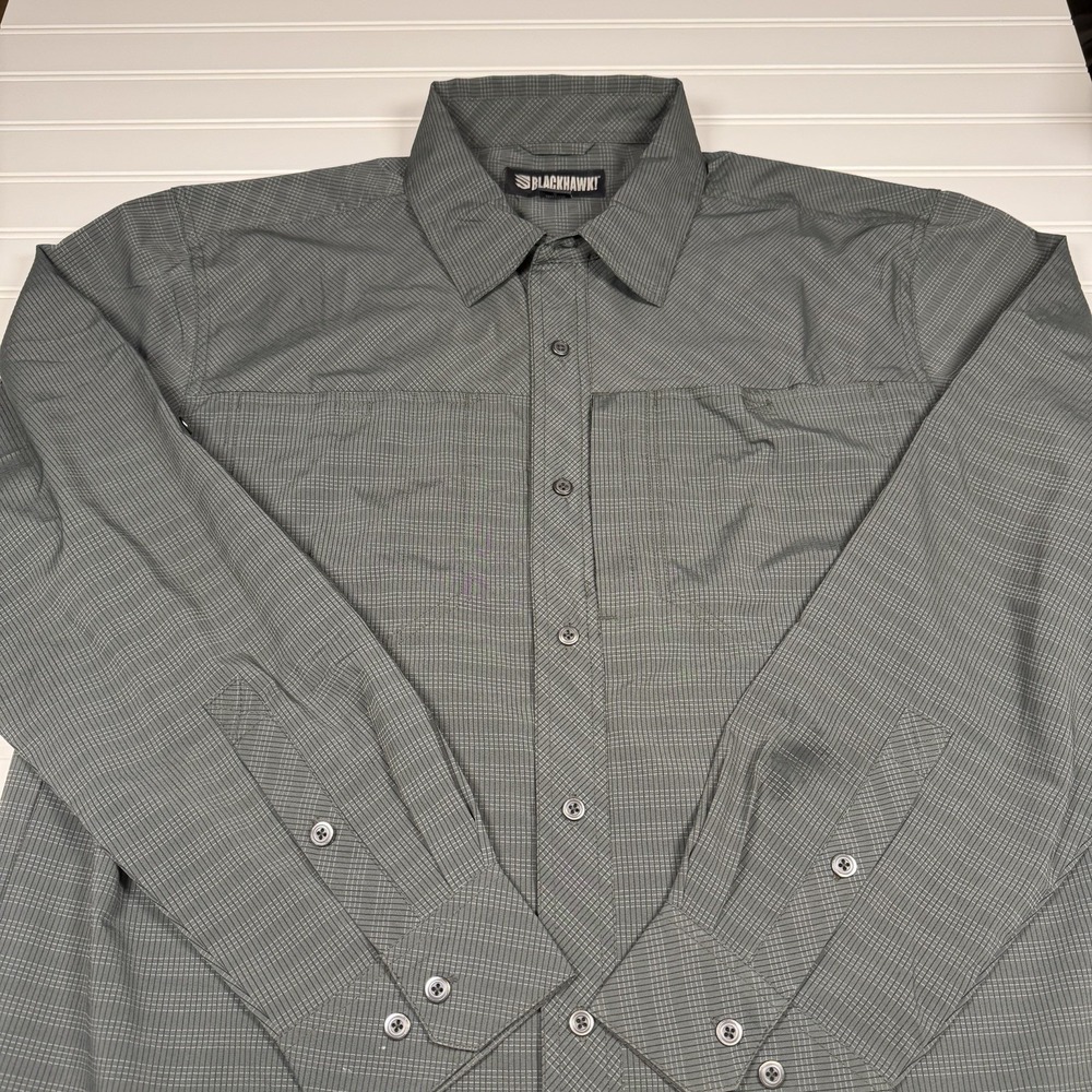 Blackhawk‎ Snap Up Tactical Shirt Men's Large Grey Black Striped GUC